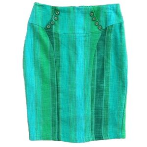 Anthropologie | Eva Franco | Green and Blue Pencil Skit | Size 2